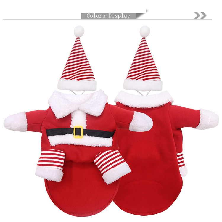 Weihnachten Große hund Katze Santa Claus kleidung hund heimtierbedarf pelzigen lustige zwei füße goldene haar transformation_voghion.com