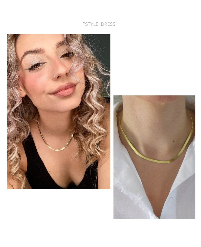 Collana con catena a lama semplice, design di nicchia, moda, catena per clavicola in acciaio inossidabile_voghion.com