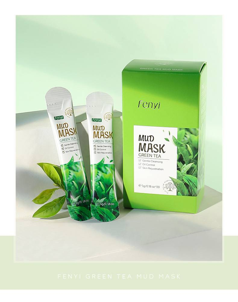 Maschera al fango di tè verde FENYI, 5 g x 20 strisce per confezione - Maschera idratante e nutriente per dormire, prodotto ideale per la cura della pelle_voghion.com