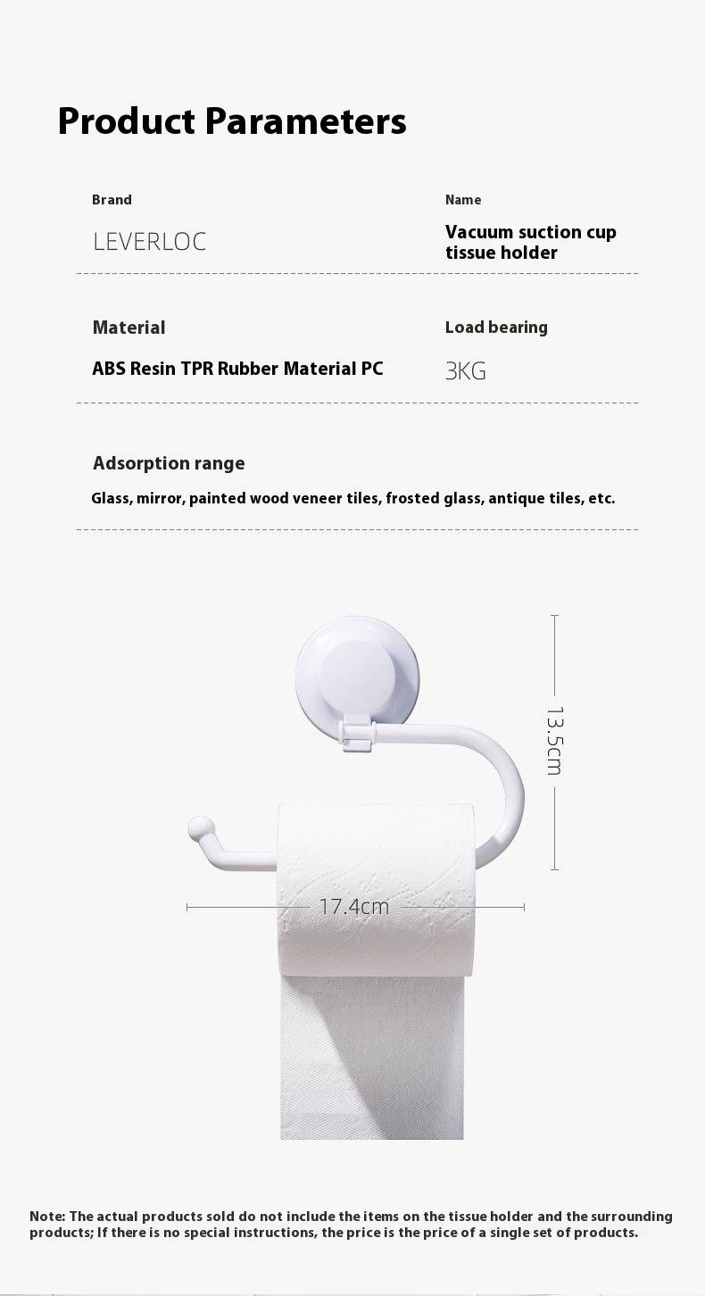 Suction Cup Paper Towel Holder - Wall-Mounted Organizer For Kitchen & Bathroom, Multi-Purpose Hook & Shelf_voghion.com