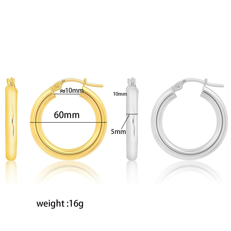 Women's Jewelry Copper Plated Hoop Earrings Exaggerated Personality Light Luxury Simple Earrings_voghion.com