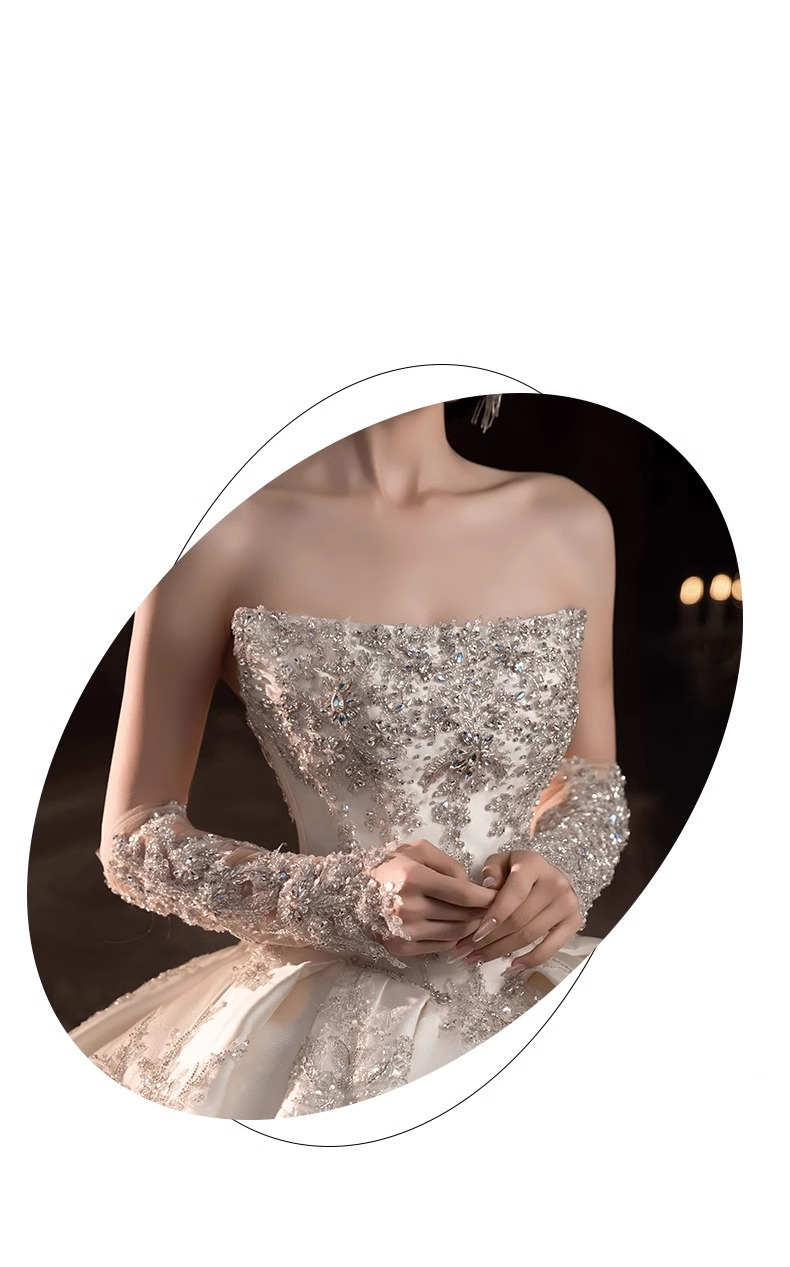 Summer Wedding Dress – Satin Strapless A-Line Gown With Detachable Train & Corset Back, Flattering For Petite Brides (XS-XXL)_voghion.com