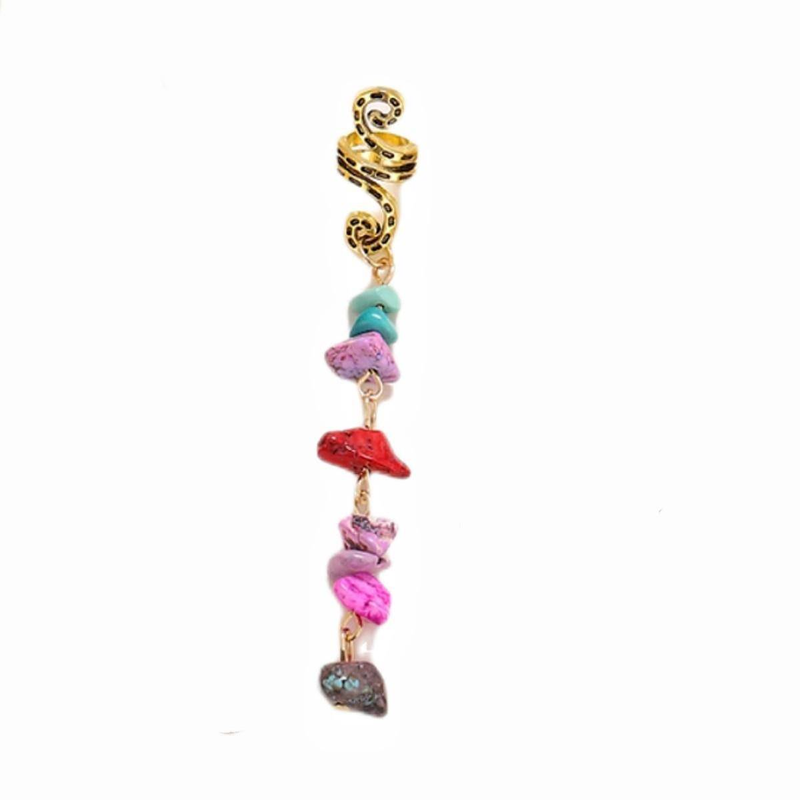 Irish Ethnic Style Braided Hair Accessories With Wrapped Colorful Dreadlocks And Natural Colored Stones_voghion.com