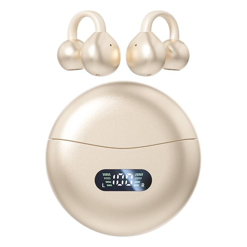 Open-Ear Bluetooth Earbuds, Wireless Clip-On Earphones With Hybrid Bone Conduction, 8H Playtime, Hi-Fi Stereo Sound, IPX5 Waterproof, Noise Reduction_voghion.com