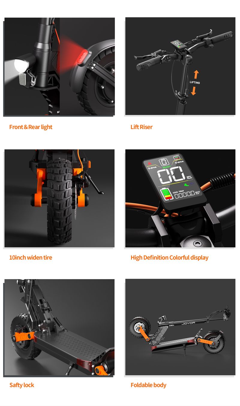 Patinete elétrico JOYOR S8-S-Z com pisca-alerta, motor duplo de 600 W, bateria de 48 V 26 Ah, pneu de 10 polegadas, velocidade máxima de 55 km/h, freio hidráulico, ideal para uso off-road._voghion.com