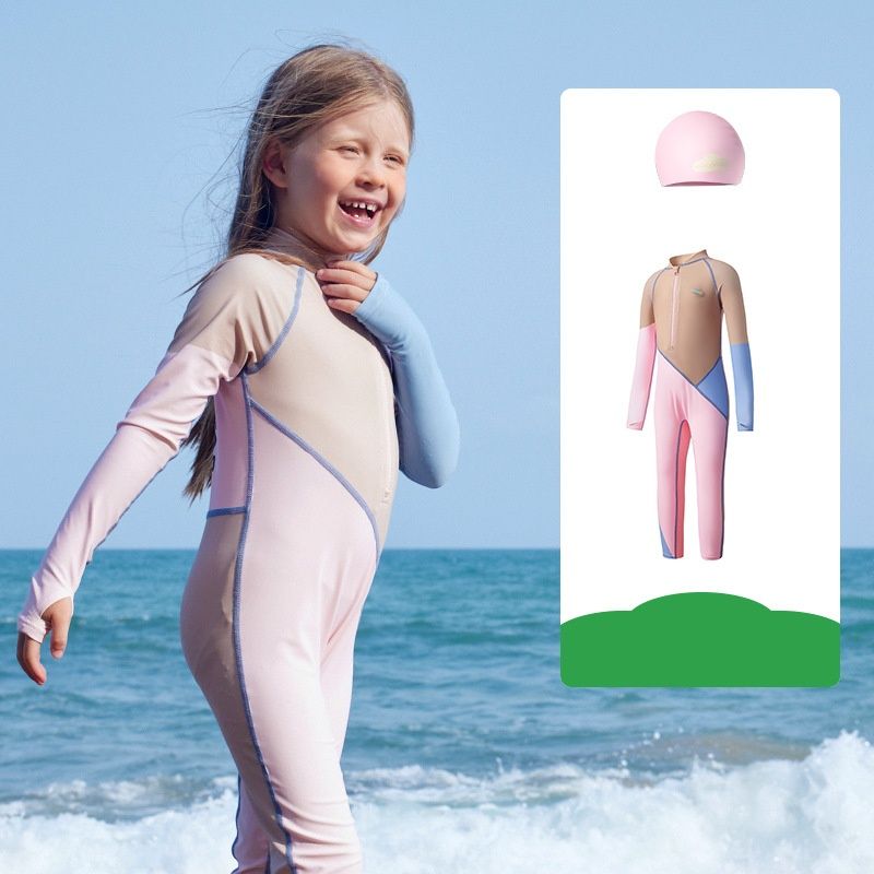 "Kids UPF 50+ Long Sleeve Rash Guard Swimwear – Chlorine-Resistant, Anti-Bacterial & UV Protection, One-Piece Swimsuit For Boys Girls_voghion.com