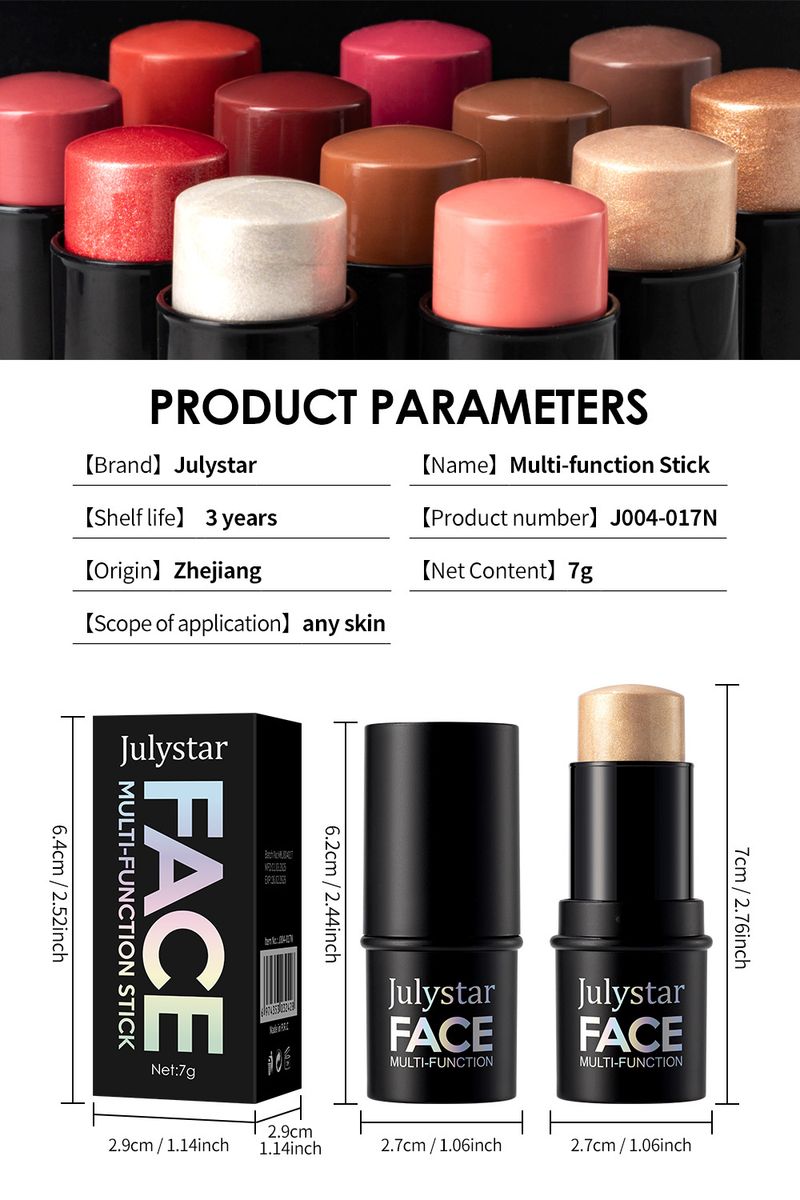 Julystar Multifunctionele Contour Stick - 3-in-1 Gezichtshighlighter, Bronzer & Blushcrème voor 3D-sculpting en natuurlijke gloed_voghion.com