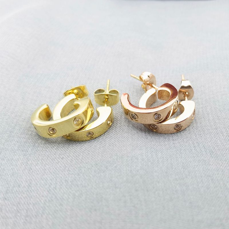 Classic LOVE Style C Shaped Gold Earrings Female_voghion.com