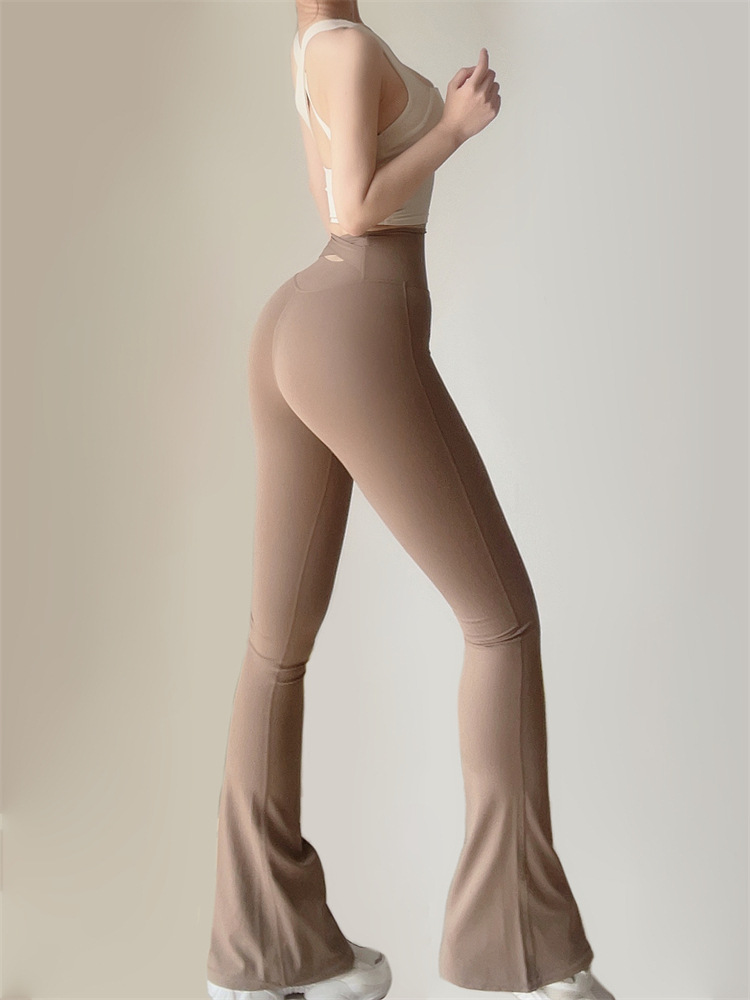 Pantaloni micro-evazați strâmți pentru femei, pentru primăvară și toamnă, cu talie înaltă, croială slim, pantaloni de yoga fitness_voghion.com