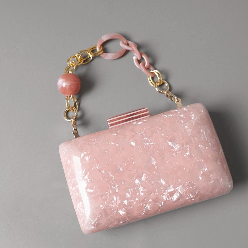 Clear Sweet Baroque Acrylic Resin Vintage Bag Handheld Short Decorative Chain_voghion.com