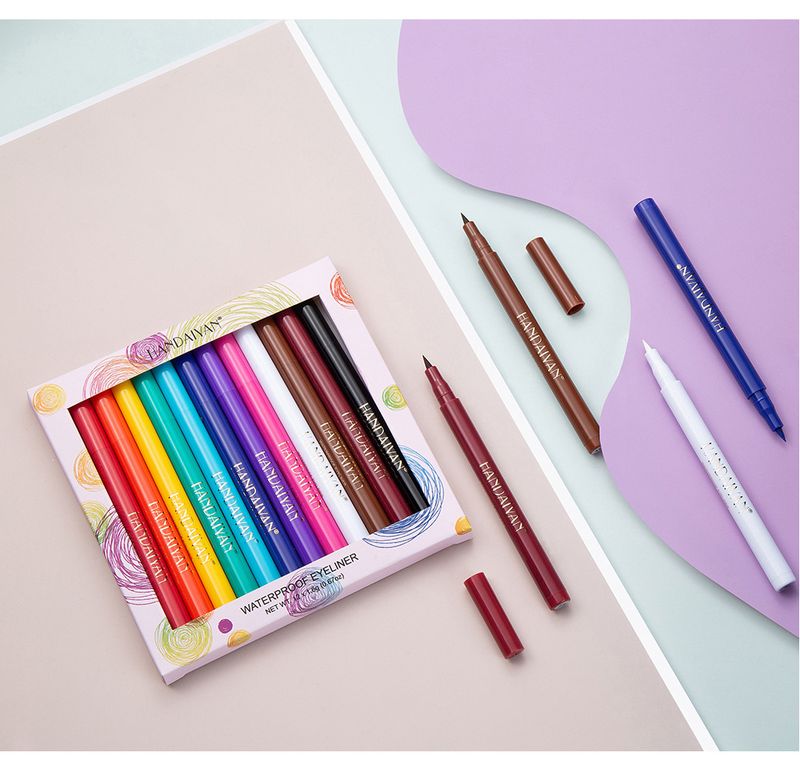 esplosivo handaiyan12 colore opaco asciugatura rapida non facile da sbiadire eyeliner colorato set trucco performance_voghion.com