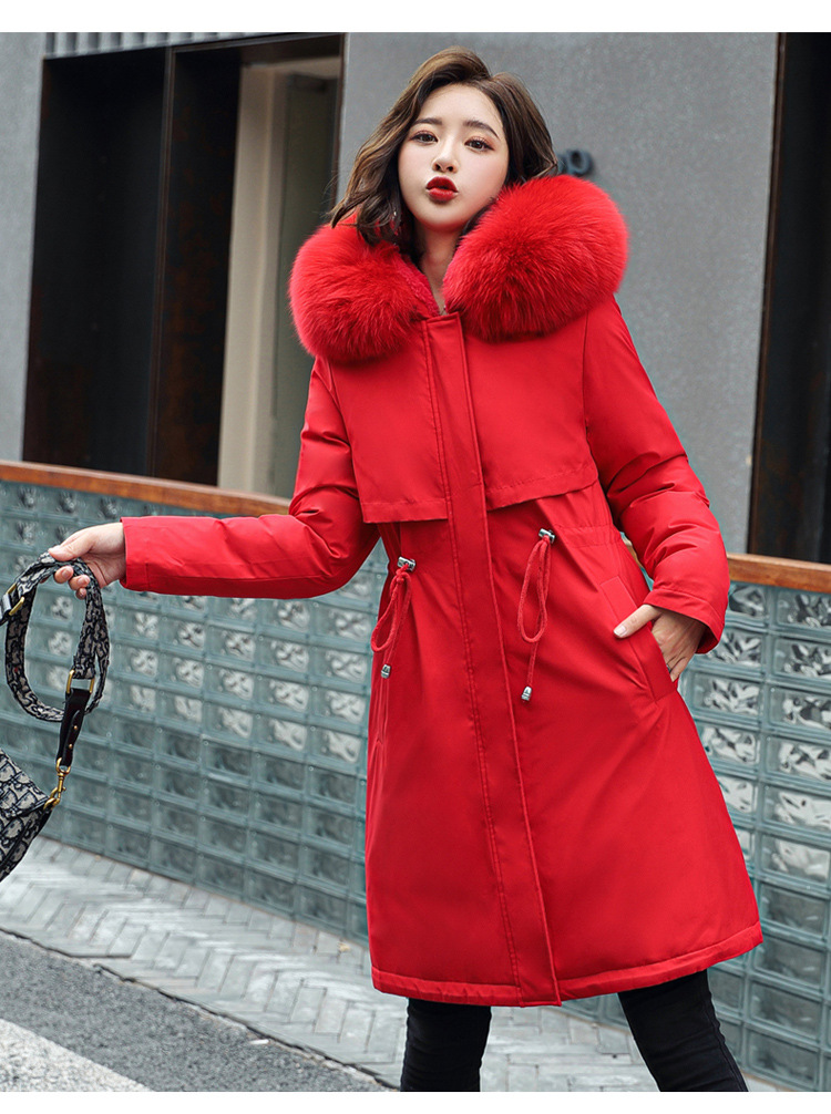 nuovo cappotto imbottito in cotone da donna, versione coreana, lunghezza media, ampio collo in pelliccia, fodera in velluto, soprabito, cappotto imbottito in cotone, trendy per le donne_voghion.com