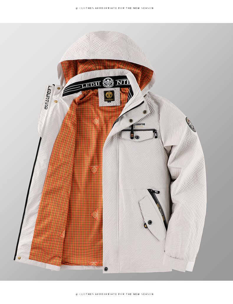 Men's Waterproof Hooded Jacket Windproof Casual Coat Lightweight Outdoor Zipper Jacket For Spring & Autumn_voghion.com