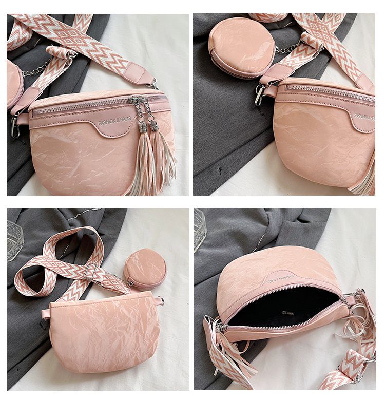 Borsa a tracolla con tracolla larga, semplice, alla moda, versatile, con tracolla larga, nuova, con nappa e lettera._voghion.com