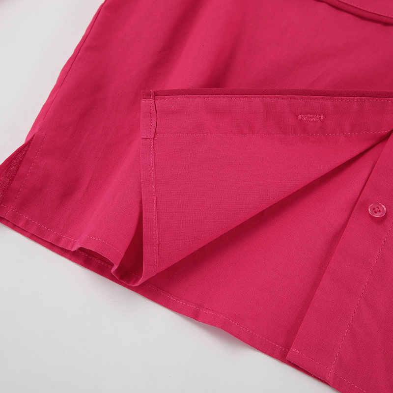 Completo da donna a maniche lunghe in cotone e lino da pendolare per donna, set casual con camicia rosa e pantaloncini in due pezzi_voghion.com