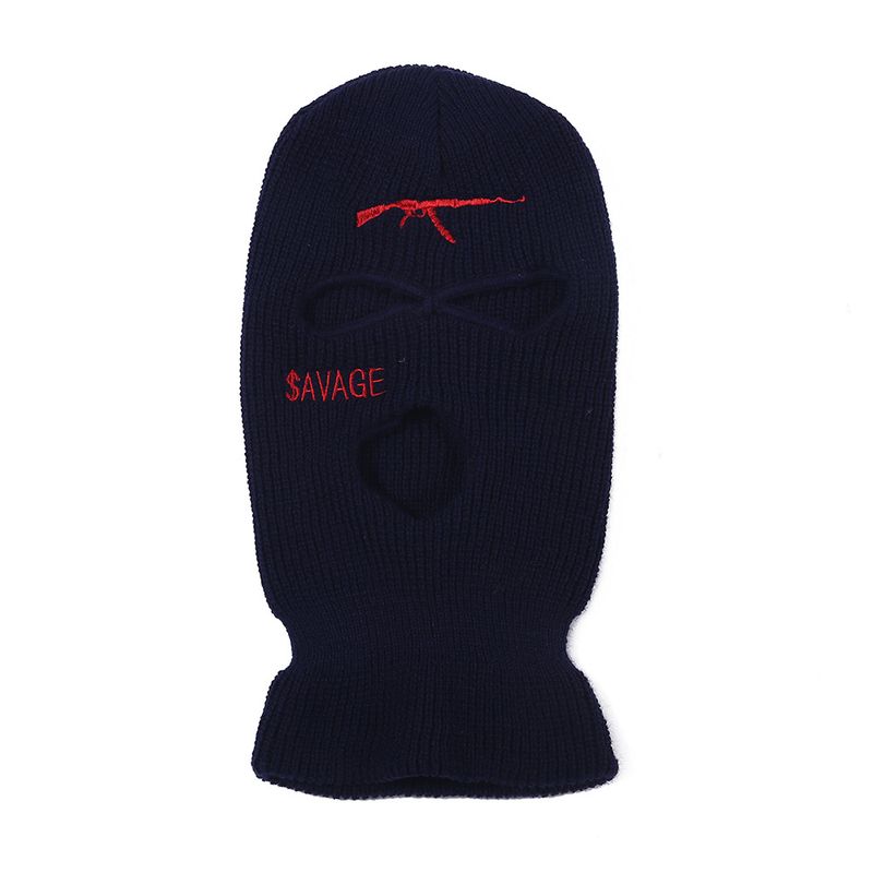 Trendy Knit Beanie With Rifle Print - Warm, Windproof, And Neck-Protecting Unisex Hat For Skiing, Cycling, And Outdoor Activities Ski And Cycling Hat_voghion.com