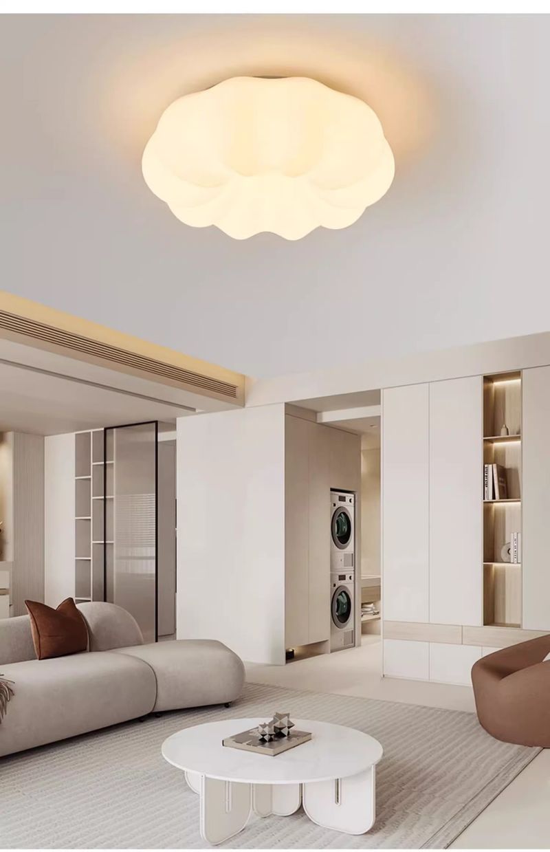 Internet-Berühmtheit Kürbis Decke LED Lampe Creme Stil Master Schlafzimmer Runde Einfache Kindergarten Kinderzimmer Licht_voghion.com