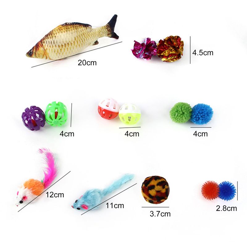 Guangying 14Pcs Cat Toys Fish Mouse Balls Catnip Toy Interactive Toy Cat Teaser Feather Toys Pet Leisure Toys_voghion.com