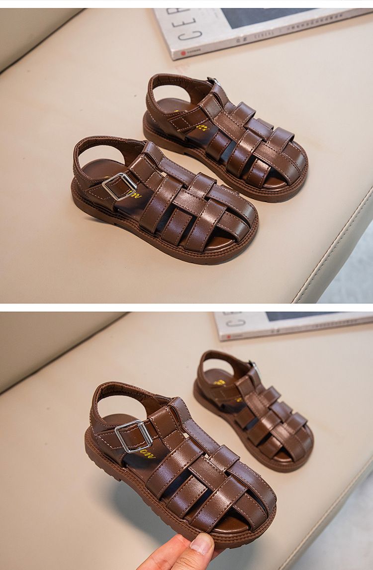 Baotou-Sandalen für Mädchen 2024, Sommer neue Jungen, weiche Sohle, rutschfeste Schuhe, Kinder, Baby, hohle Strand-Hausschuhe_voghion.com