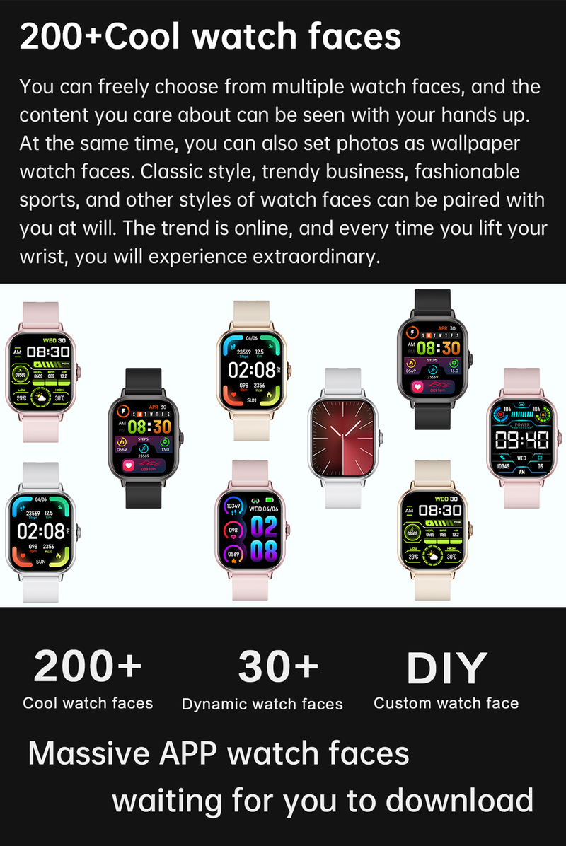 2024 2.01'' pametni sat Bluetooth pozivi reprodukcija glazbe pametni sat fitness sat sportski vodootporni sat za muškarce žene iPhone Android_voghion.com