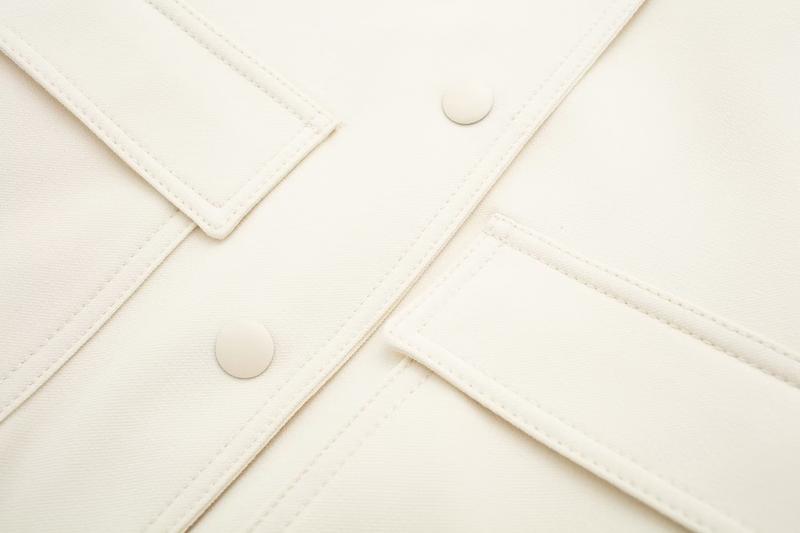 Women's Clothing Spring New Stand-up Collar Large Pocket Jacket Coat + Pleated Design Shorts Suit_voghion.com