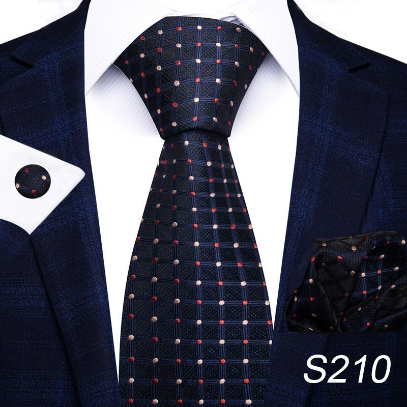 Corbata de seda de poliéster de alta calidad unisex para hombre, corbata formal de color sólido, bolsillo, toalla, gemelos, juego de jacquard_voghion.com