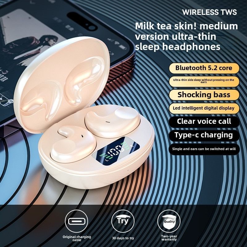 New Noise-canceling Sleep Wireless Bluetooth Headset Ultra-long Battery Life Side Sleep Long Wear Without Pain Bluetooth Headset_voghion.com