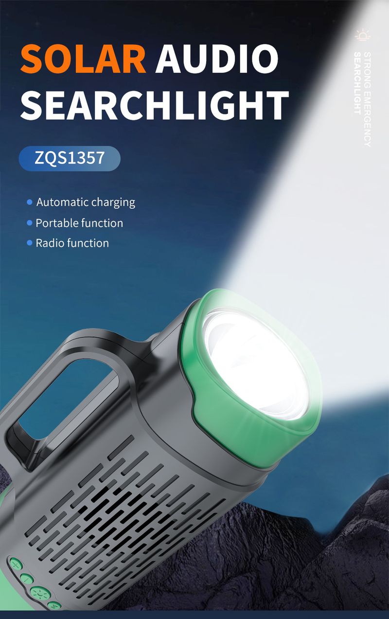 ZQS1357 Multimedia Utomhus Solcellsladdning Trådlös Bluetooth-laddning Ljud Campingbelysning_voghion.com