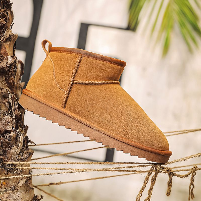 Botas de nieve de invierno para hombre, nuevas, de piel de vaca, gruesas, cálidas y antideslizantes, de algodón, talla grande, talla 40-45._voghion.com