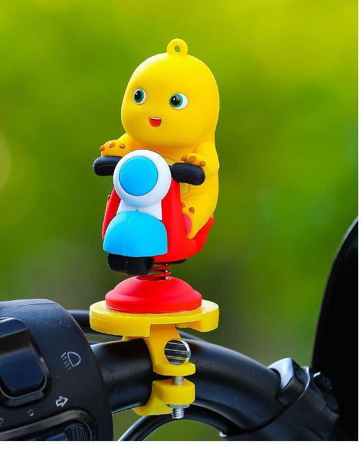 2025 New Genuine Milk Dragon Electric Car Ornament Rocking Cartoon Doll Summer Riding Bicycle Decoration_voghion.com