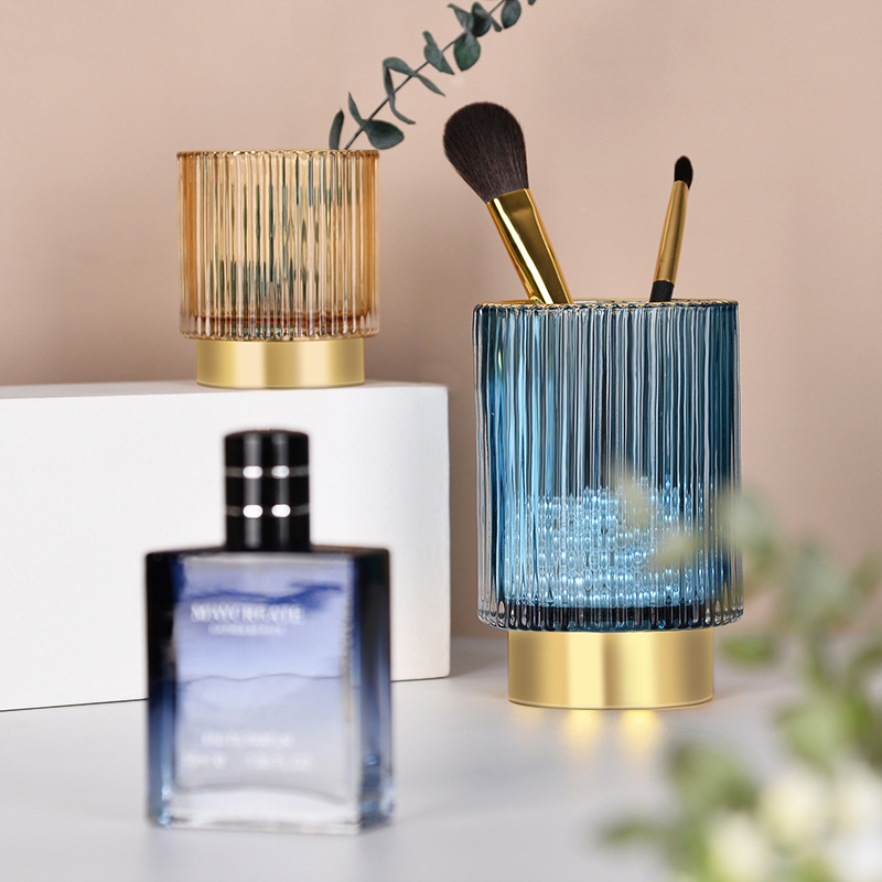 Nordic Licht Luxus Verdickte Glas Make-Up Pinsel Eimer Desktop Büro Stift Halter Westliche Küche Stäbchen Lagerung Box Lagerung Kann Tasse_voghion.com