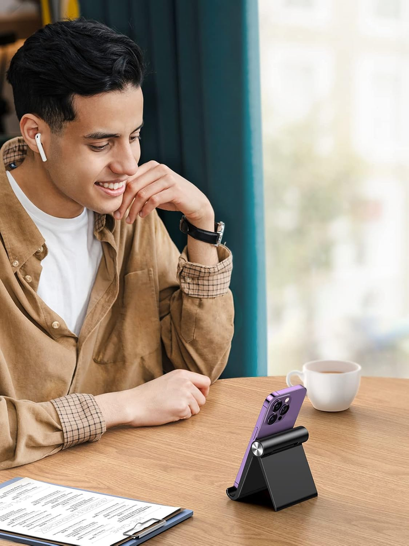 Mobiltelefonholder til bordtelefonholder Foldbar bærbar justerbar kontorbord rejsetilbehør, sort_voghion.com