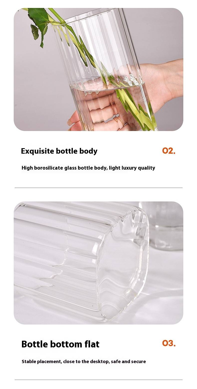 Vintage Square Glass Vase With Striped Design - Elegant Home Decor For Floral Arrangements & Terrarium Displays_voghion.com