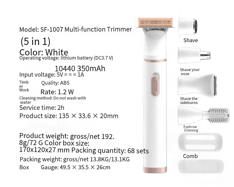 Depilator do usuwania włosów, urządzenie do usuwania włosów, golenie dla kobiet, trymer do brwi, wielofunkcyjna maszynka do golenia dla mężczyzn 5 w 1_voghion.com