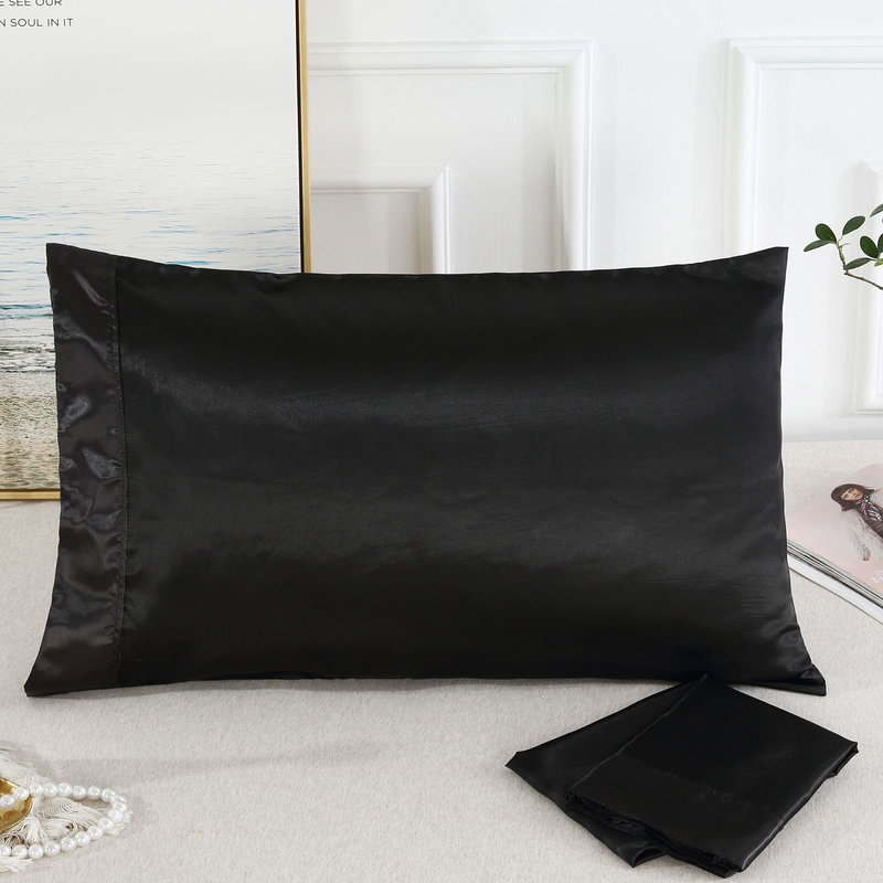 Luxury Satin Pillowcase Set - Silky Soft Polyester, Envelope Closure, 16 Elegant Colors (50x76cm/50x101cm)_voghion.com
