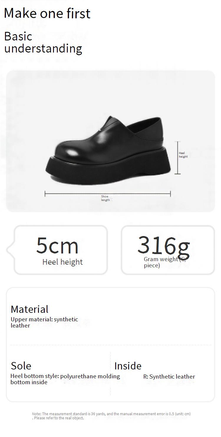 Cameido Women's Black Synthetic Leather Round Toe Loafers With 5CM PU Sole_voghion.com