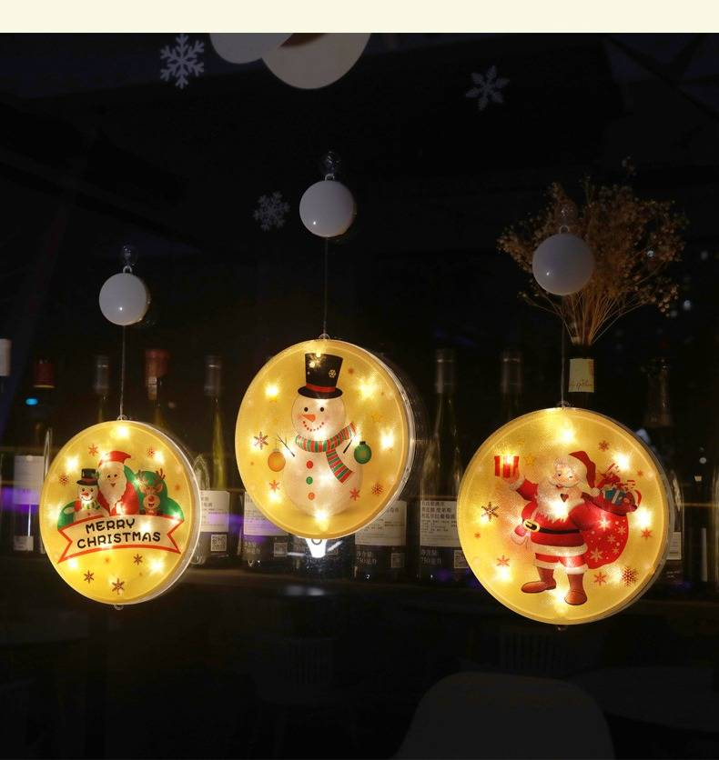 Luces navideñas LED con ventosa: luces de estrella para ventana a pilas para decoración navideña, guirnalda de luces festivas con 6 colores temáticos._voghion.com