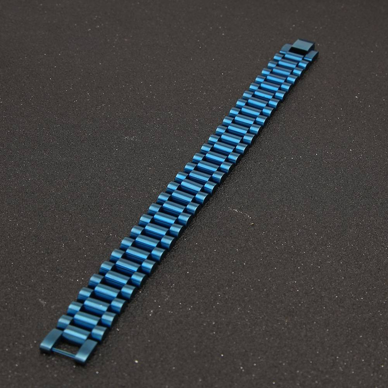 Bracciale da uomo in acciaio inossidabile Hip Hop - Bracciale da polso con maglie geometriche in stile punk, colore nero, per uomo e donna, catena da orologio nera_voghion.com