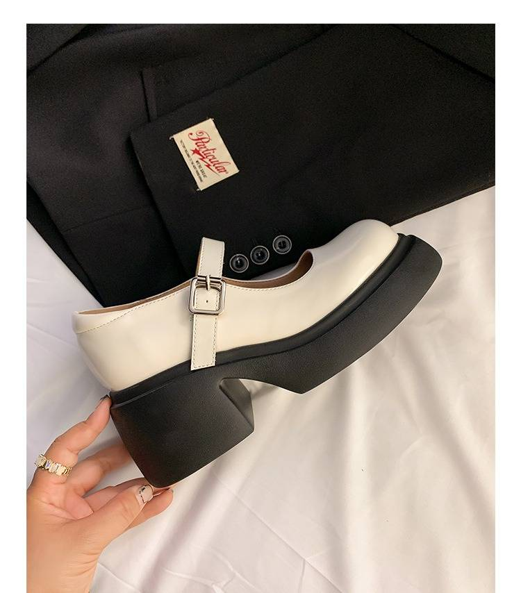 Damenschuhe Mary Jane Schuhe mit Blockabsatz, echtes Leder, runde Zehenpartie, Plateau, bequeme Pumps für Damen, modisch, lässig, für die Arbeit im Büro_voghion.com