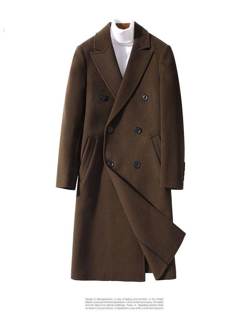 Men's Double-Faced Wool Overcoat, Knee-Length Trench Coat, Thickened Winter Jacket, Stylish Casual Outerwear_voghion.com