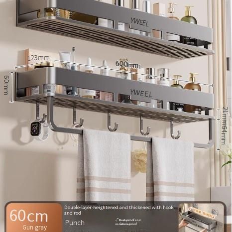 Badezimmer-Organizer-Regal mit starker Saugnapf-Wandhalterung – platzsparende Aufbewahrung ohne Bohren für Zahnbürsten, Kosmetika und Duschutensilien_voghion.com