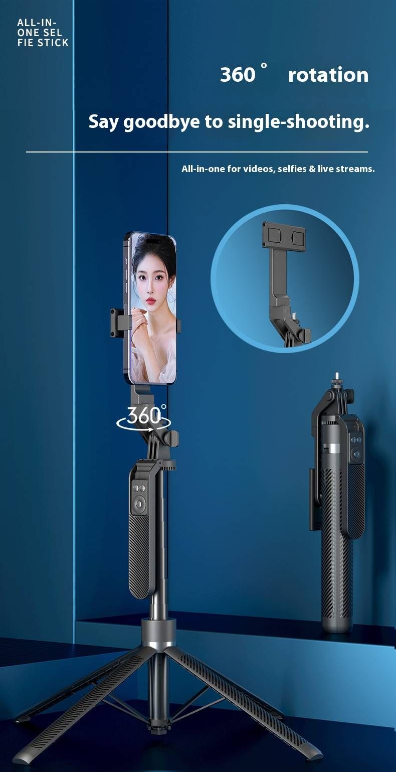 1.8m Aluminum Alloy Selfie Stick Tripod With Bluetooth & Anti-Shake – 360° Rotatable Phone Holder For Stable Live Streaming & HD Selfies_voghion.com
