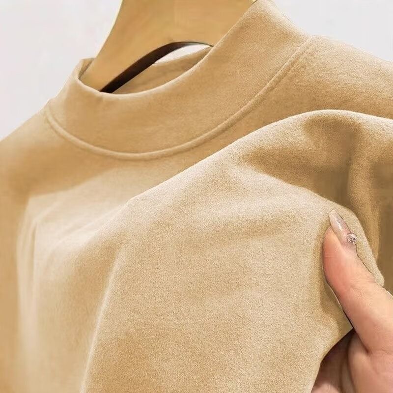 Abbigliamento da uomo Intimo termico da uomo Maglietta a maniche lunghe Fodera in pile invernale Strato di base confortevole Elasticizzato Collo alto Abbigliamento casual_voghion.com