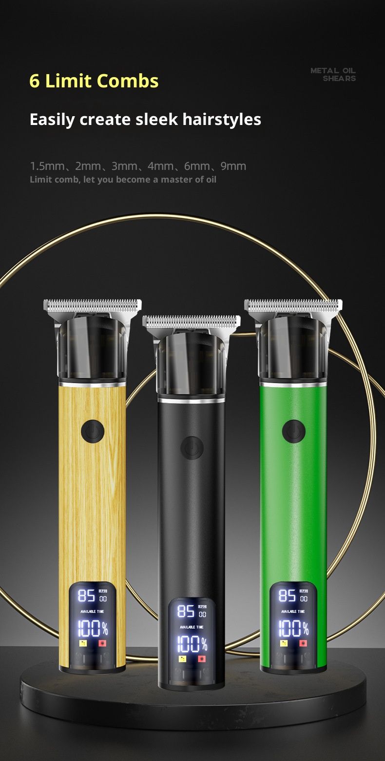 Professionelles Haarschneide- und Trimmer-Set – wiederaufladbares, kabelloses Haarschneideset mit LCD-Display, Schnellladung Typ C, 5 Schutzkämme_voghion.com