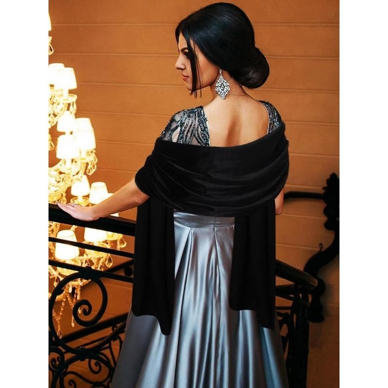 Modischer Damenschal in Burgunderrot, Samt, Seidenschal, Mehrzweck-Langschal, Kleid, Cheongsam mit kleinem Schal außen_voghion.com