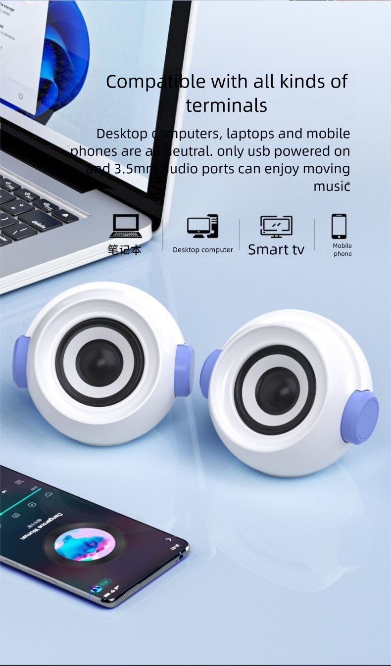 Computer Audio Desktop Wired Bluetooth Small Home Mini Laptop Gaming Speaker Subwoofer Loudspeaker_voghion.com