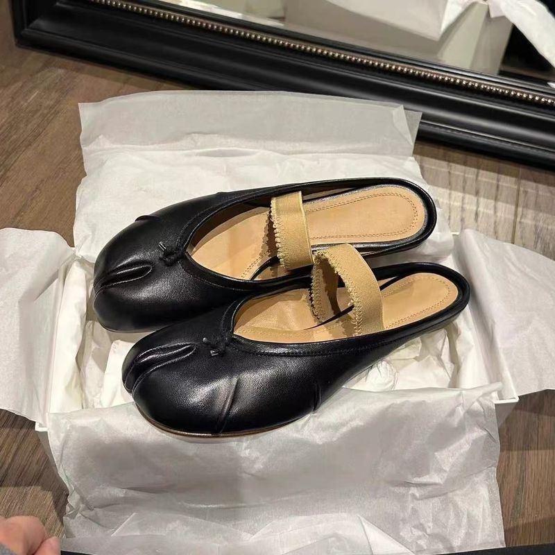 M6 Toe-Separating Slippers Pig's Horse's Hoof Single Women's Flat Genuine Soft Leather Ballet Shoes Shallow Mary Jane_voghion.com