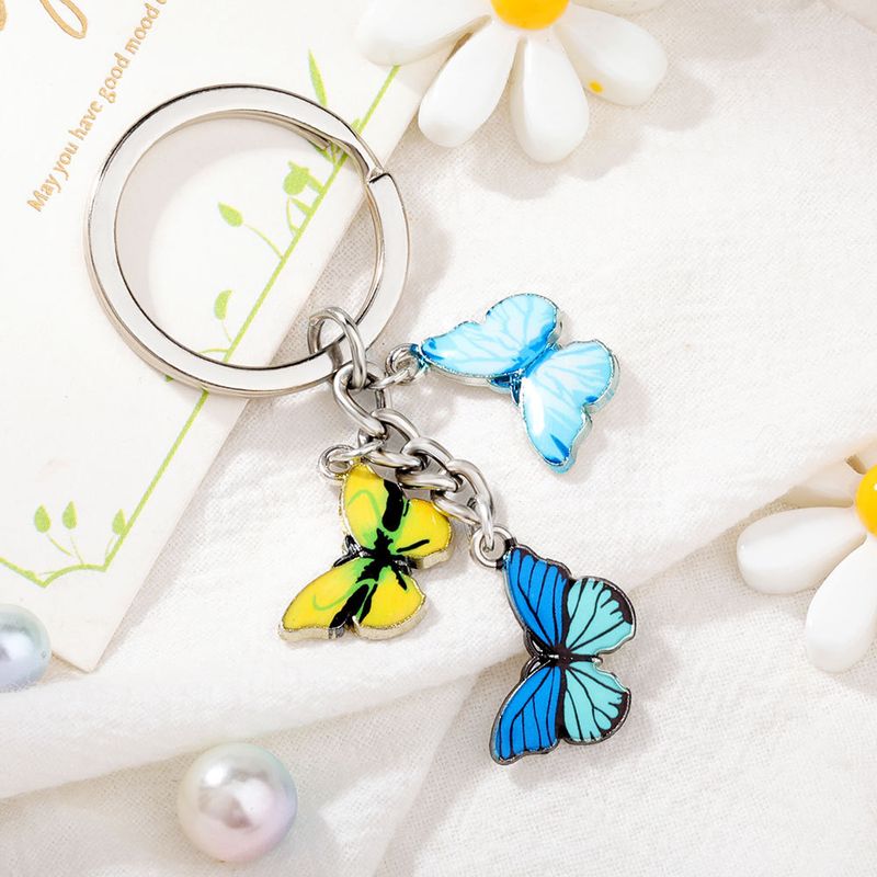 Crystal Colorful Enamel Butterfly Keychain Pendant Accessory Key Ring Fashion Simple_voghion.com