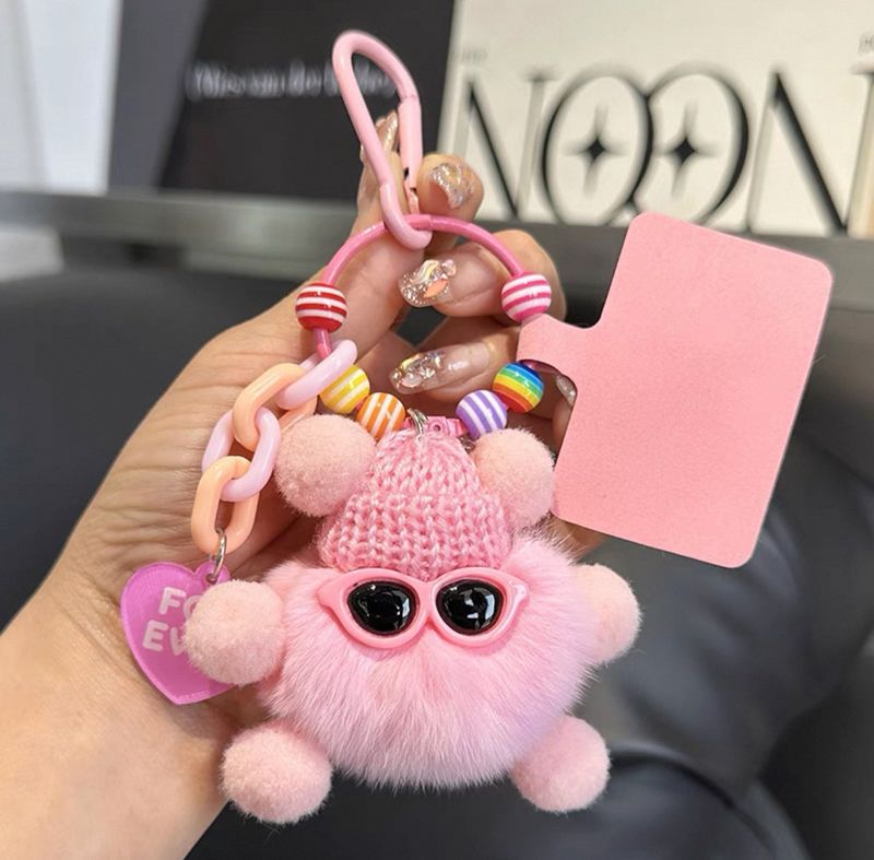 Echter Rex-Kaninchen, kleiner Kohleauto-Schlüsselanhänger für Frauen, exquisite Internet-Promi-Plüsch-Rucksack-Dekoration, Geschenk_voghion.com