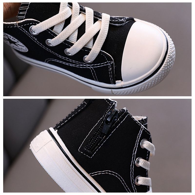 SHLIANG Scarpe da ginnastica per bambini in tela alte con cerniera laterale, comode e traspiranti, con fondo morbido e antiscivolo, scarpe casual da tavola Y0036_voghion.com